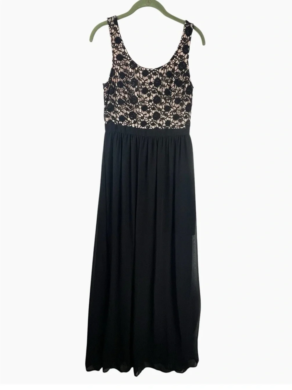 LC Lauren Conrad Black Maxi Dress with Cream  Embroidered Lace Bodice